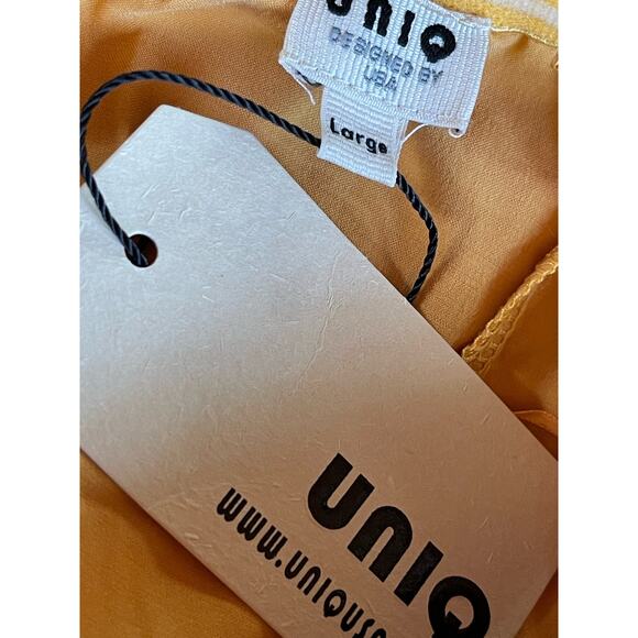 UNIQ Strapless Zipper Back Ankle Length Jumpsuit Romper Mustard Yellow Large NWT - Picture 4 of 9